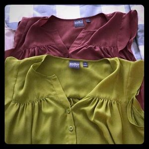 2 bubble hem blouses